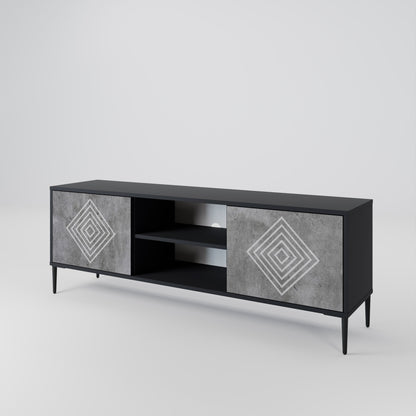 Mobile TV POLYGONAL ARTISTRY a 2 ante in finitura nera