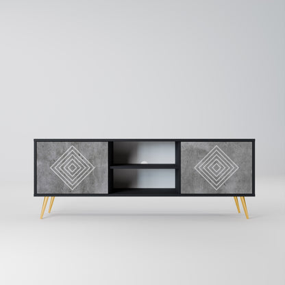 Mobile TV POLYGONAL ARTISTRY a 2 ante in finitura nera