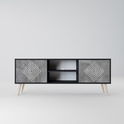 Mobile TV POLYGONAL ARTISTRY a 2 ante in finitura nera