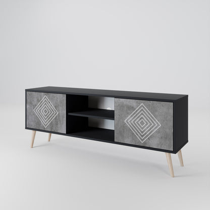 Mobile TV POLYGONAL ARTISTRY a 2 ante in finitura nera