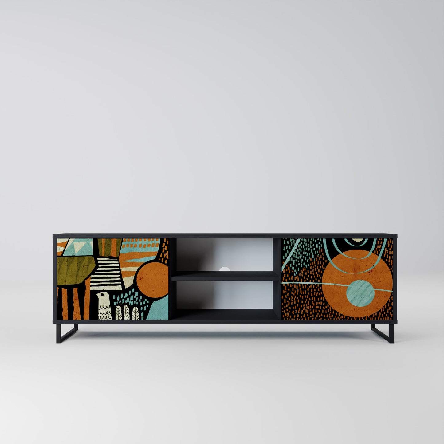 Mobile TV GEODE GLIMMER a 2 ante con finitura nera