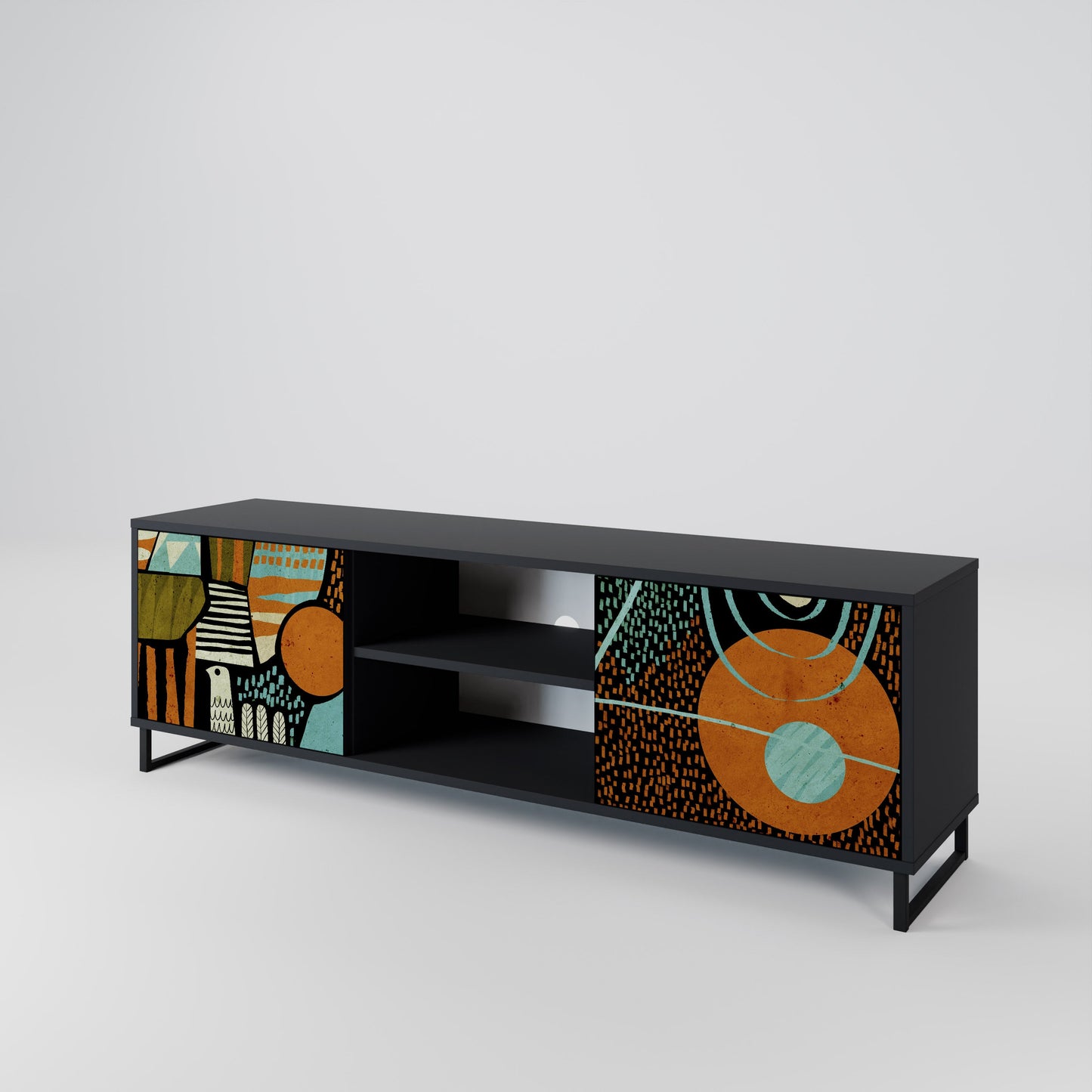 Mobile TV GEODE GLIMMER a 2 ante con finitura nera