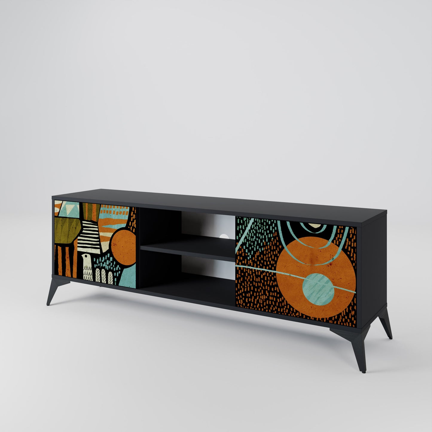 Mobile TV GEODE GLIMMER a 2 ante con finitura nera