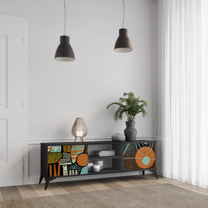 Mobile TV GEODE GLIMMER a 2 ante con finitura nera
