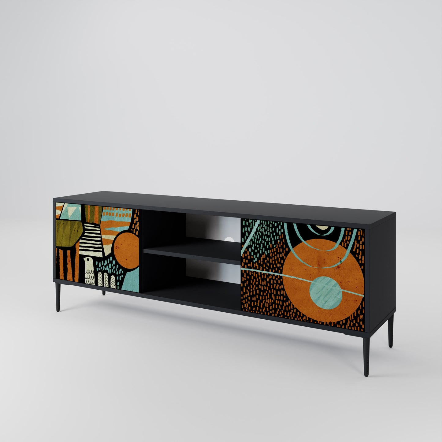 Mobile TV GEODE GLIMMER a 2 ante con finitura nera
