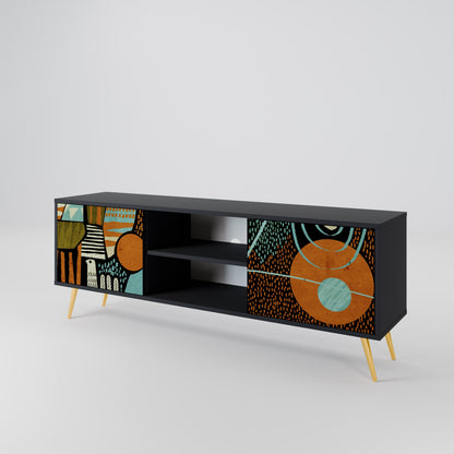 Mobile TV GEODE GLIMMER a 2 ante con finitura nera