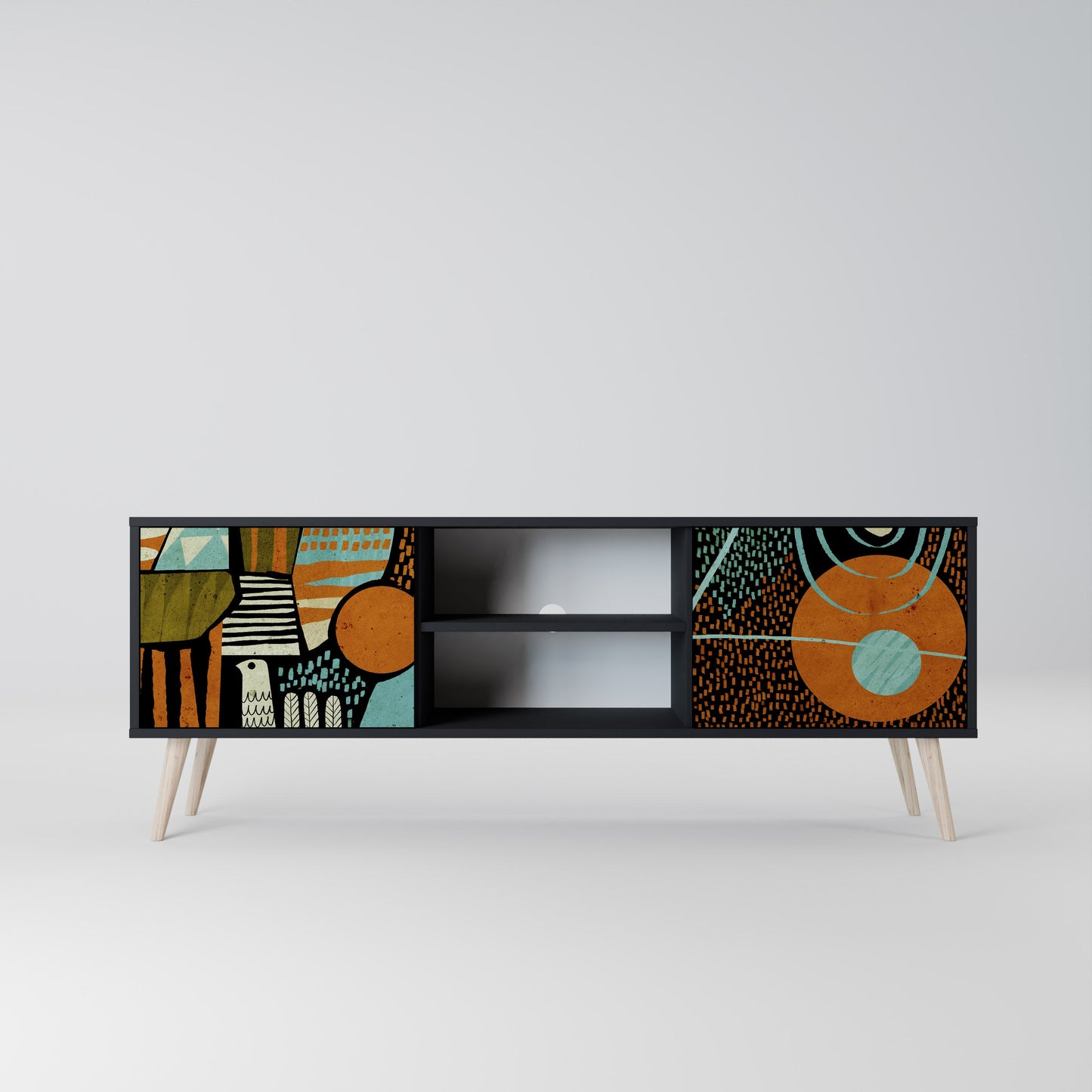 Mobile TV GEODE GLIMMER a 2 ante con finitura nera