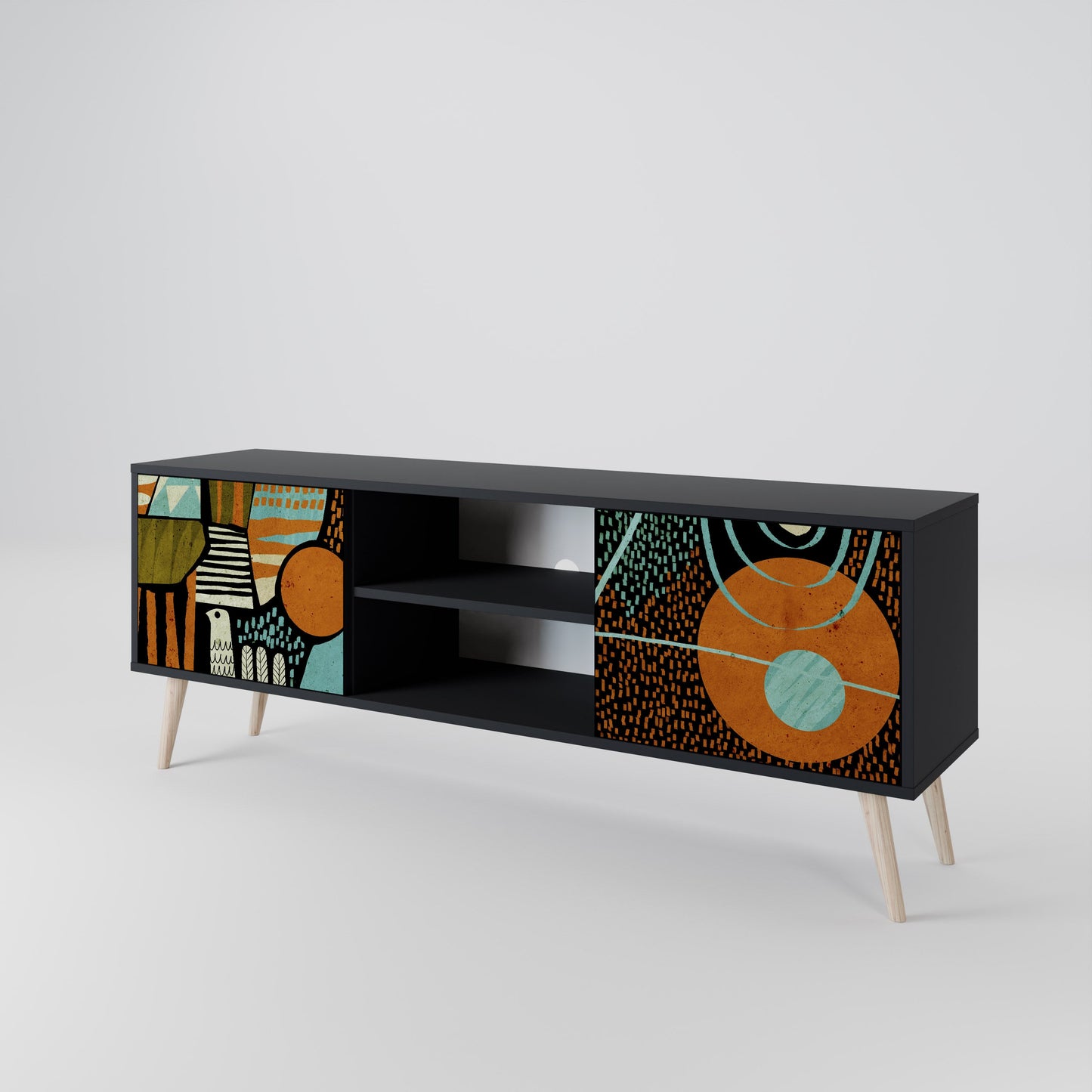 Mobile TV GEODE GLIMMER a 2 ante con finitura nera