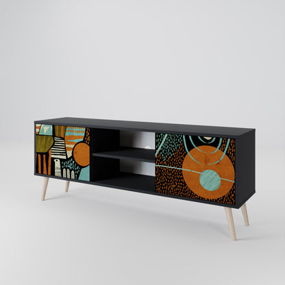 Mobile TV GEODE GLIMMER a 2 ante con finitura nera