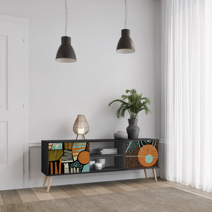 Mobile TV GEODE GLIMMER a 2 ante con finitura nera