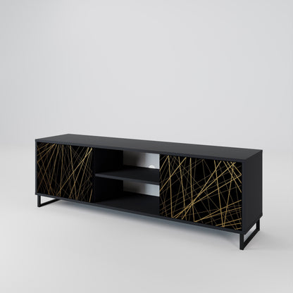 Mobile TV BRIGHT MESH a 2 ante con finitura nera