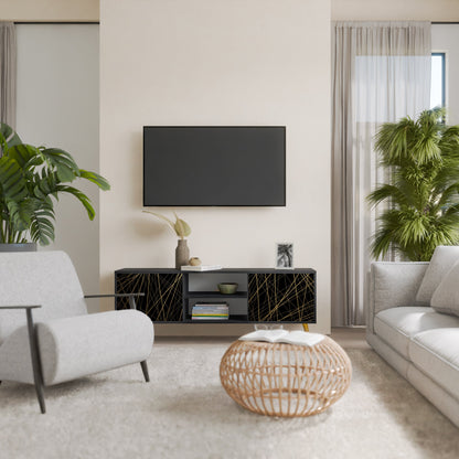 Mobile TV BRIGHT MESH a 2 ante con finitura nera