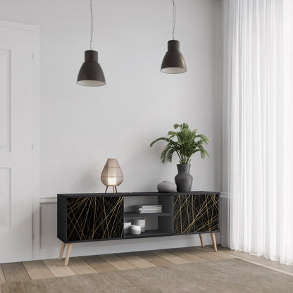 Mobile TV BRIGHT MESH a 2 ante con finitura nera