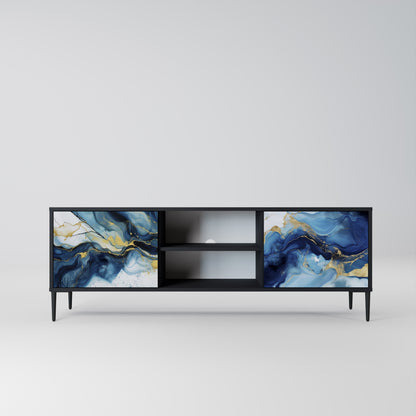 Mobile TV INKY MARBLE a 2 ante con finitura nera