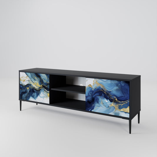 Mobile TV INKY MARBLE a 2 ante con finitura nera
