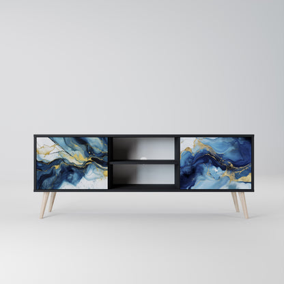 Mobile TV INKY MARBLE a 2 ante con finitura nera