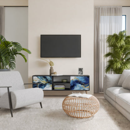 Mobile TV INKY MARBLE a 2 ante con finitura nera