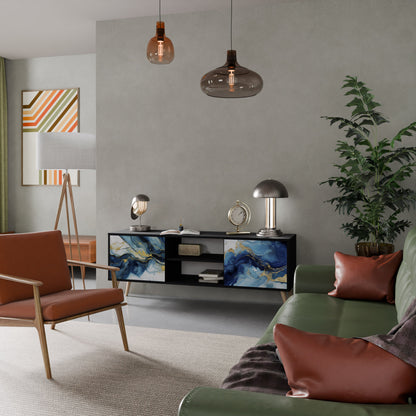 Mobile TV INKY MARBLE a 2 ante con finitura nera