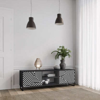 Mobile TV ILLUSIONARY LATTICE a 2 ante con finitura nera