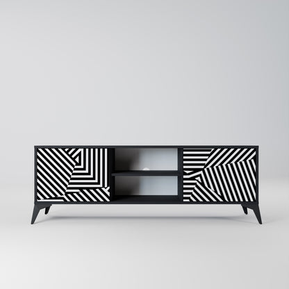 Mobile TV ILLUSIONARY LATTICE a 2 ante con finitura nera
