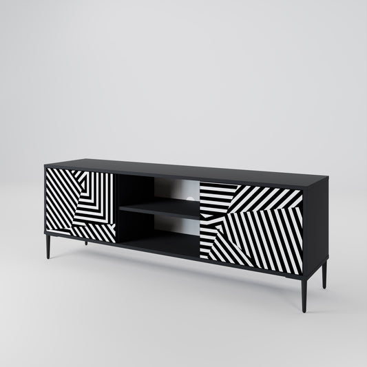 Mobile TV ILLUSIONARY LATTICE a 2 ante con finitura nera