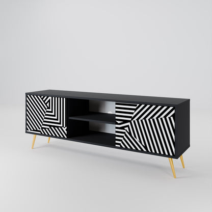 Mobile TV ILLUSIONARY LATTICE a 2 ante con finitura nera