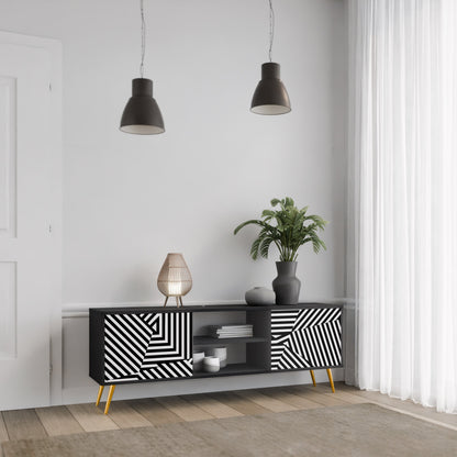 Mobile TV ILLUSIONARY LATTICE a 2 ante con finitura nera