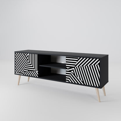 Mobile TV ILLUSIONARY LATTICE a 2 ante con finitura nera
