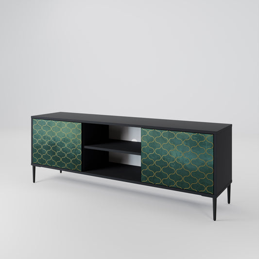 Mobile TV TESSELATED GREENERY a 2 ante con finitura nera