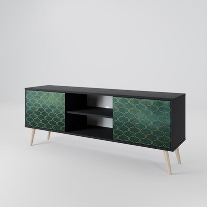 TESSELATED GREENERY 2-Door TV Stand in Black Finish