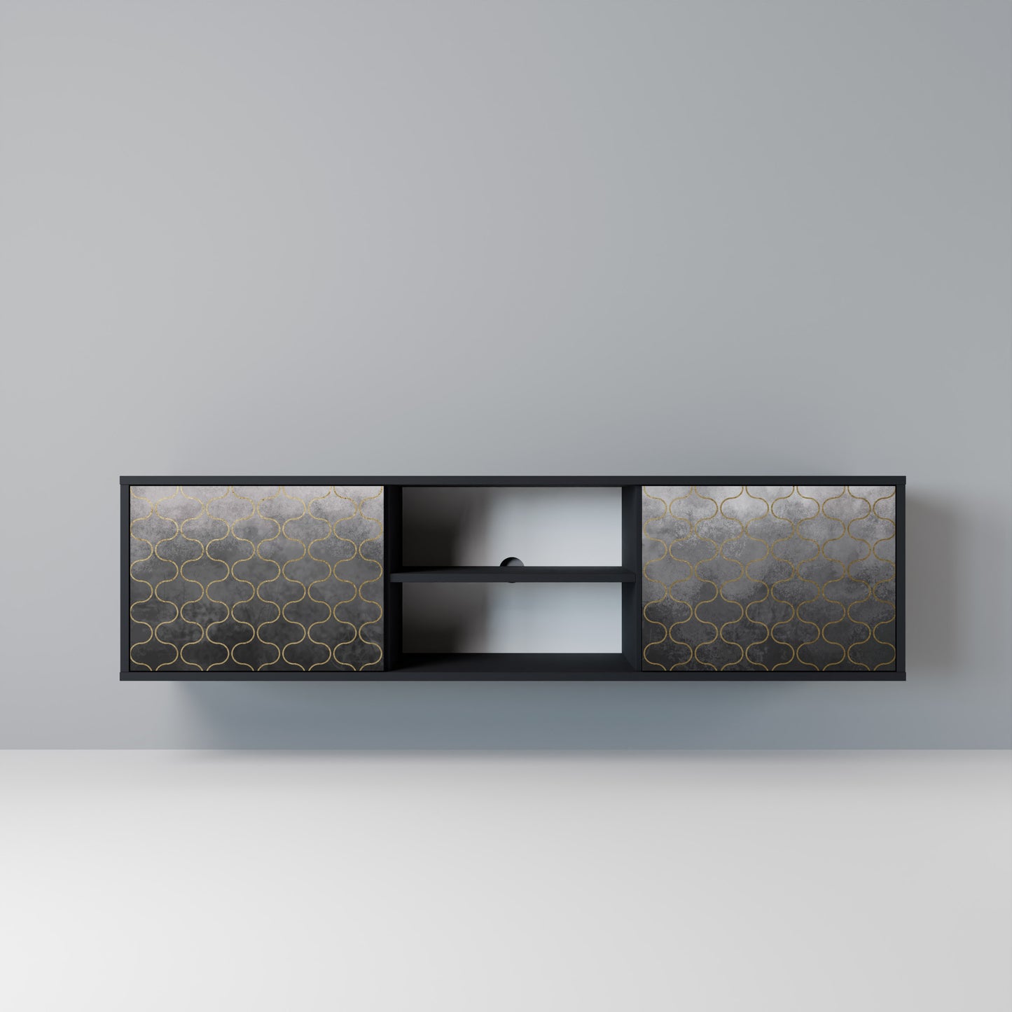 TESSELATED GRAYISH Mobile TV a 2 Ante in Finitura Nera
