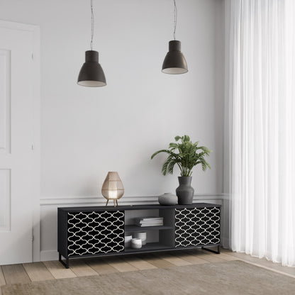 TESSELATED BLACKNESS 2-Door TV Stand in Black Finish