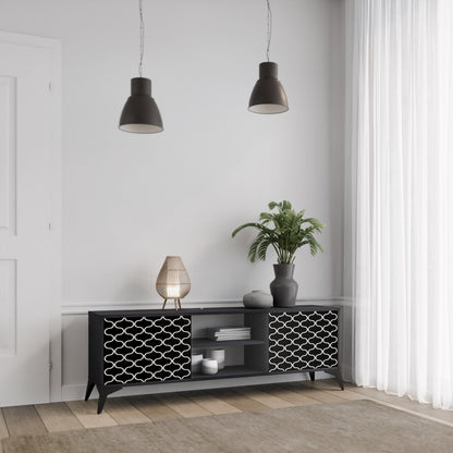 TESSELATED BLACKNESS 2-Door TV Stand in Black Finish