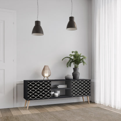 TESSELATED BLACKNESS 2-Door TV Stand in Black Finish