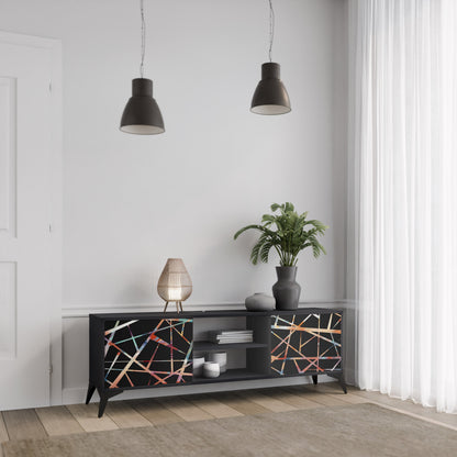 Mobile TV POLYGON VERVE a 2 ante con finitura nera