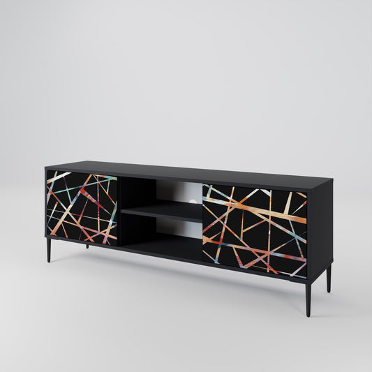 Mobile TV POLYGON VERVE a 2 ante con finitura nera