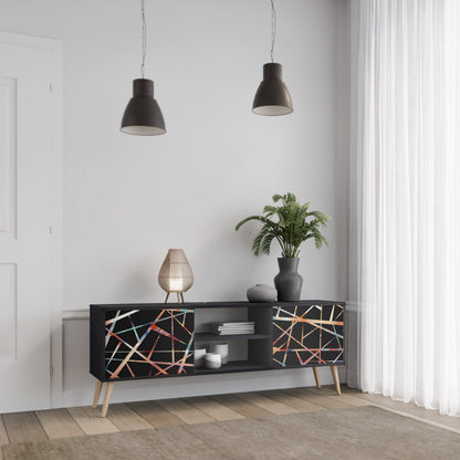 Mobile TV POLYGON VERVE a 2 ante con finitura nera