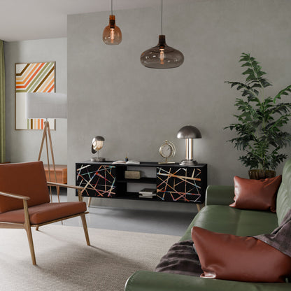 Mobile TV POLYGON VERVE a 2 ante con finitura nera