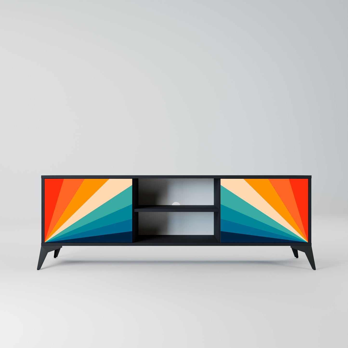 PRISM CONCUSSION 2-Door TV Stand in Black Finish