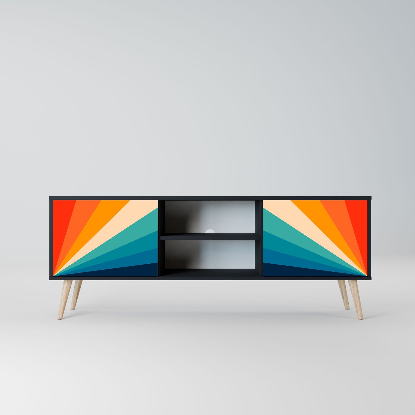 PRISM CONCUSSION 2-Door TV Stand in Black Finish