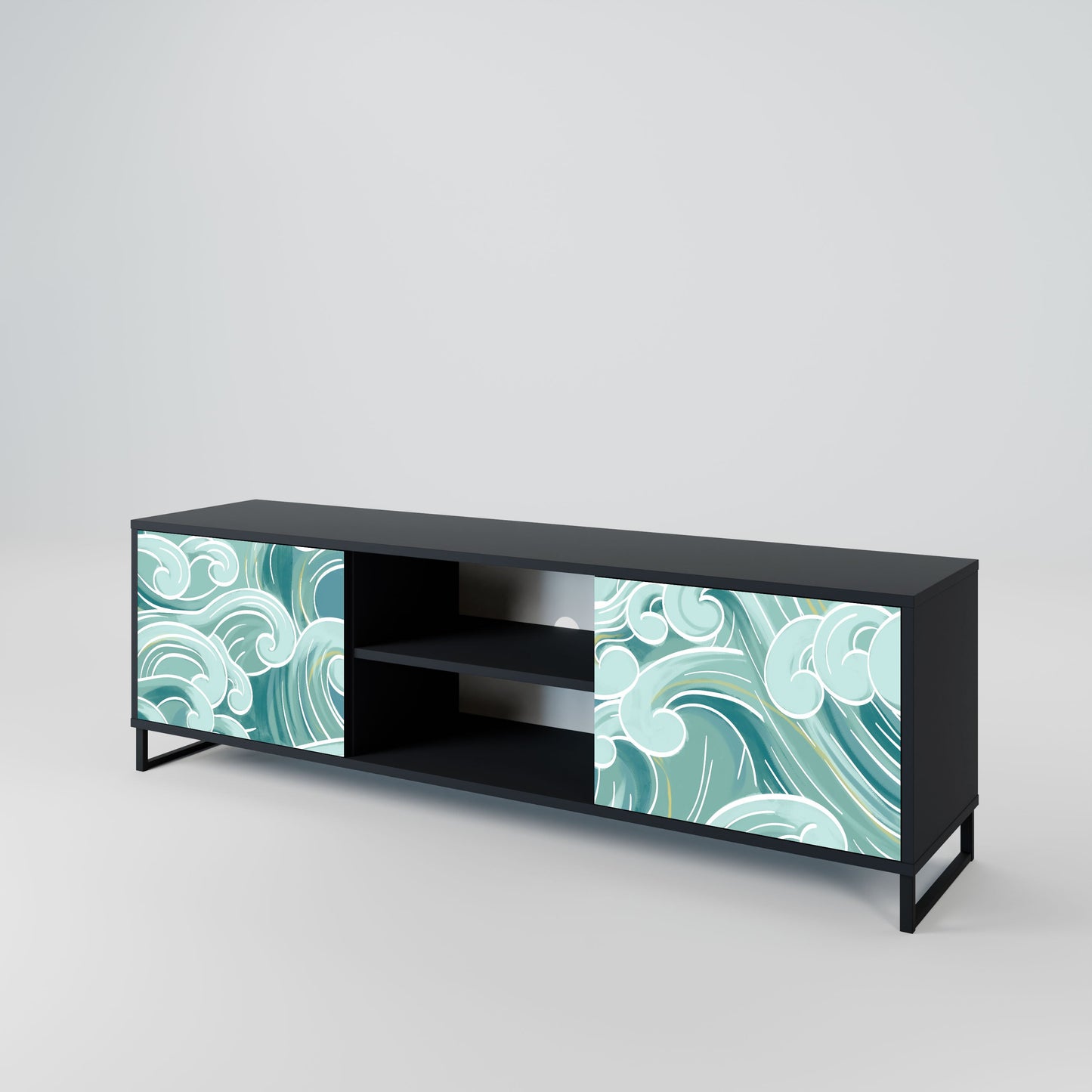 ASIAN SWAY 2-Door TV Stand in Black Finish
