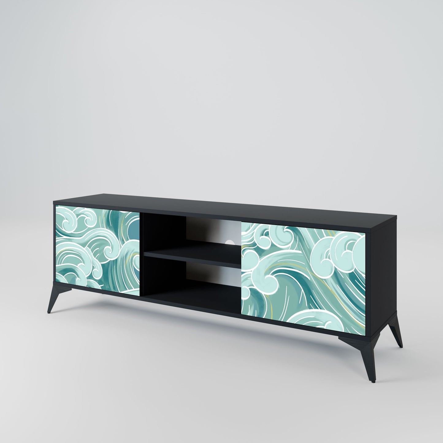 ASIAN SWAY 2-Door TV Stand in Black Finish