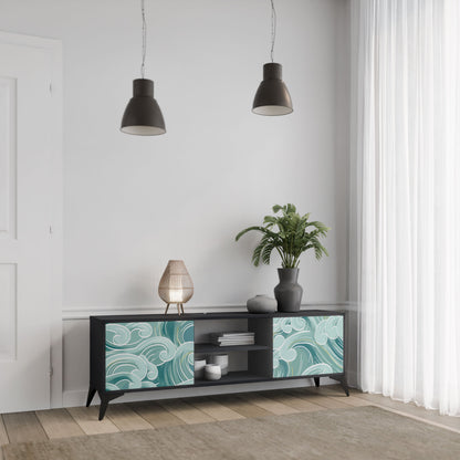 ASIAN SWAY 2-Door TV Stand in Black Finish