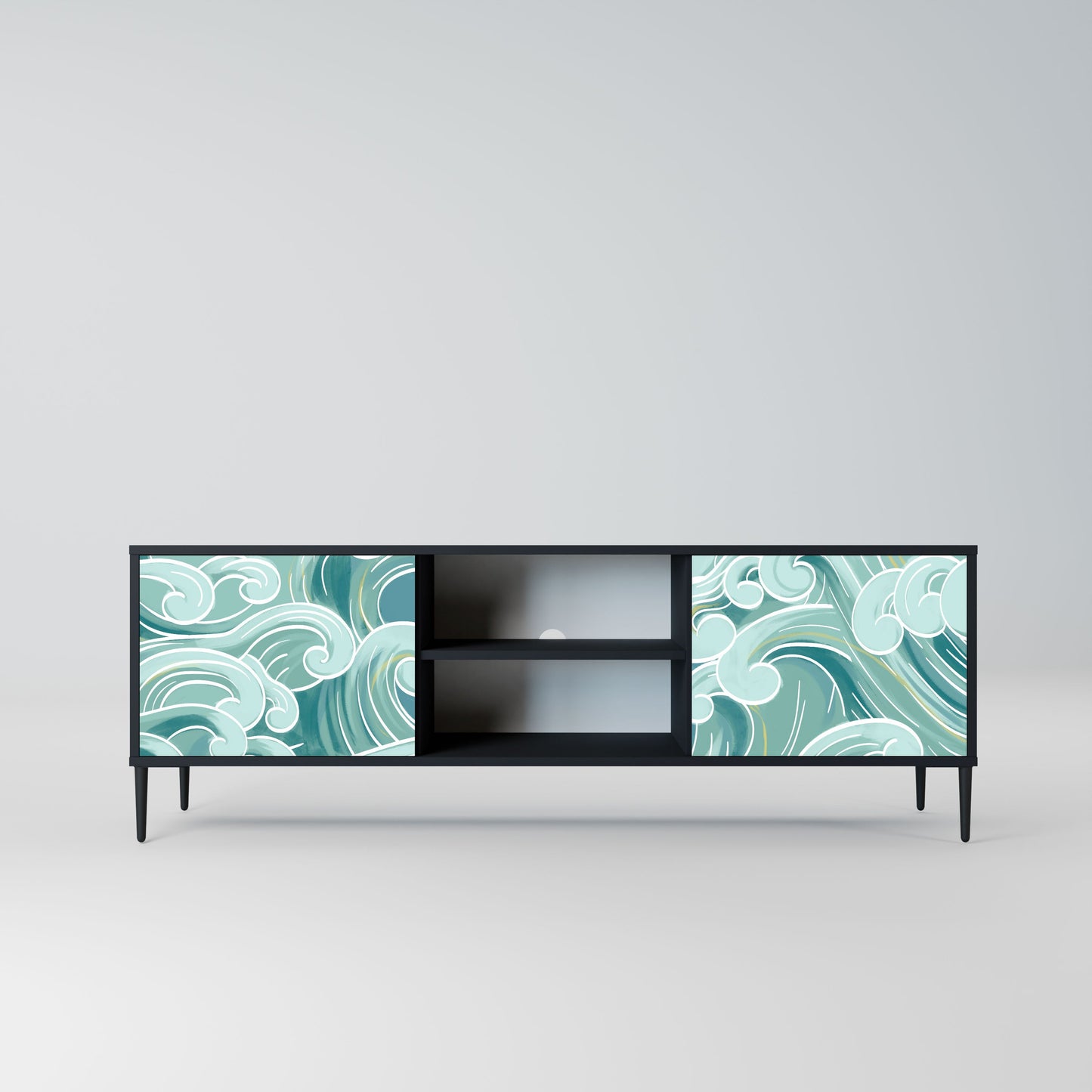 ASIAN SWAY 2-Door TV Stand in Black Finish