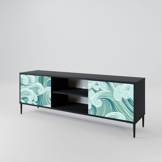 ASIAN SWAY 2-Door TV Stand in Black Finish