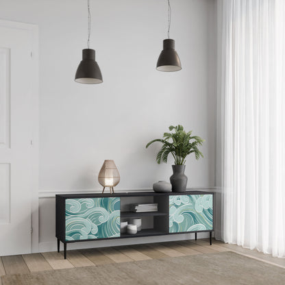 ASIAN SWAY 2-Door TV Stand in Black Finish