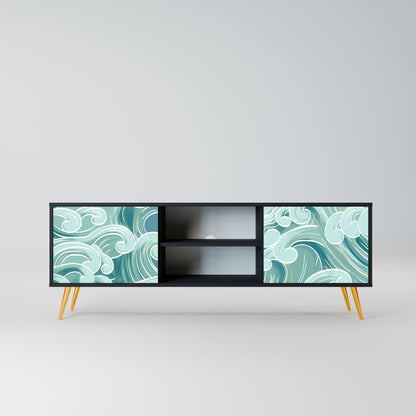 ASIAN SWAY 2-Door TV Stand in Black Finish