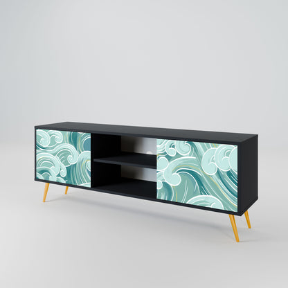 ASIAN SWAY 2-Door TV Stand in Black Finish