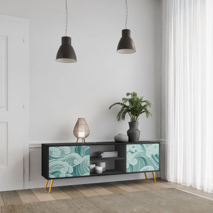 ASIAN SWAY 2-Door TV Stand in Black Finish