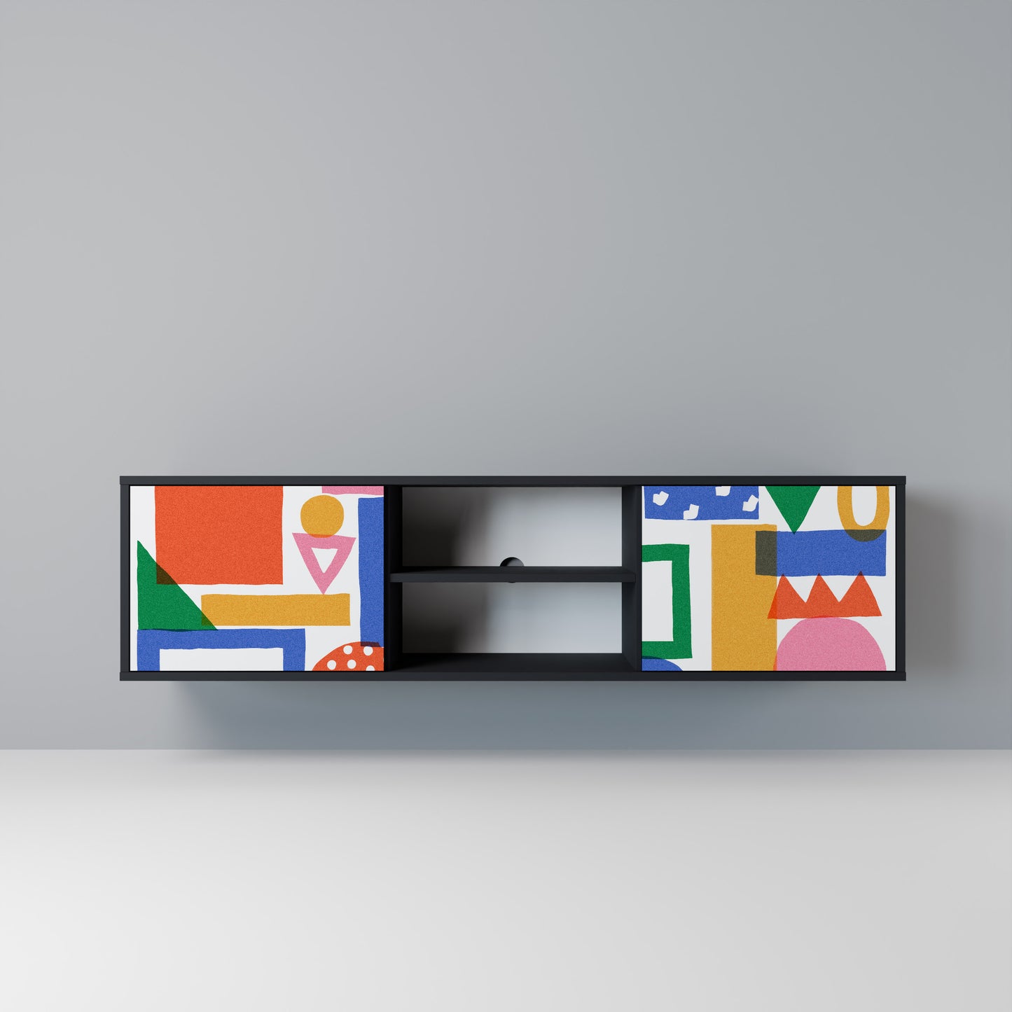 GEOMETRIC GLIMMER Mobile TV a 2 Ante in Finitura Nera